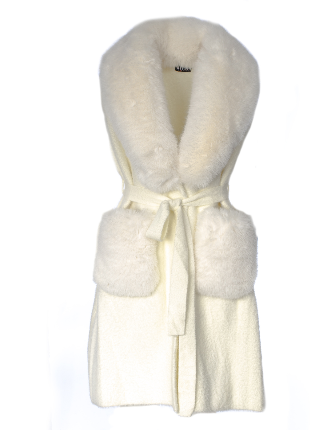 GILET TASCHE ECOFUR,3 TG,100% NY, MADE IN PRC                - IVORY